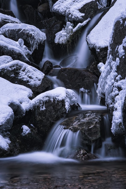 Scenic view of waterfall in winter