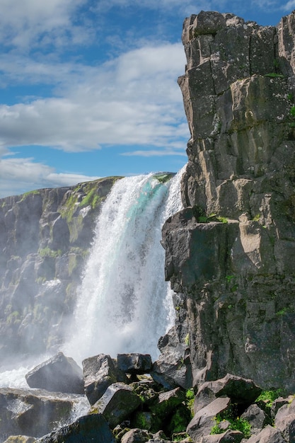 Scenic view of waterfall