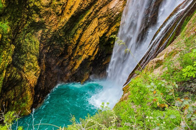 Scenic view of waterfall