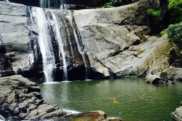 Scenic view of waterfall