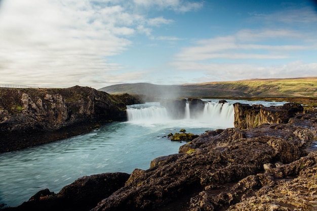 Scenic view of waterfall