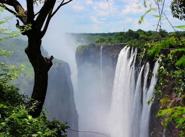 Foto la vista panoramica della cascata