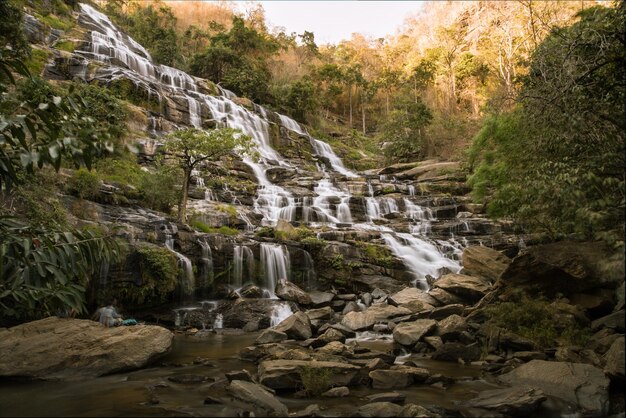 Scenic view of waterfall