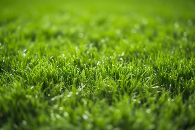 Scenic view of a wellmaintained soccer field with luscious natural grass in a modern stadium