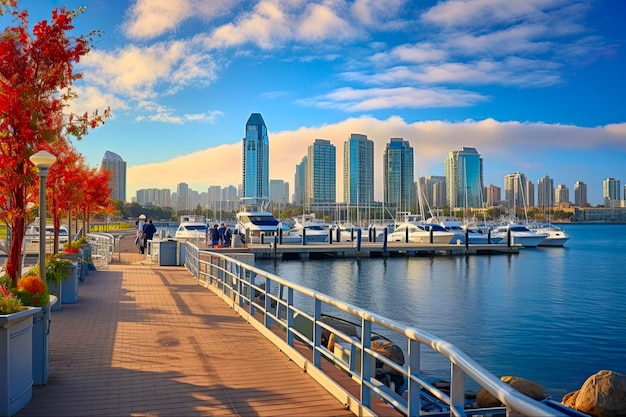 Photo scenic views of downtown san diego skyline and marina from coronado ferry landing california ar