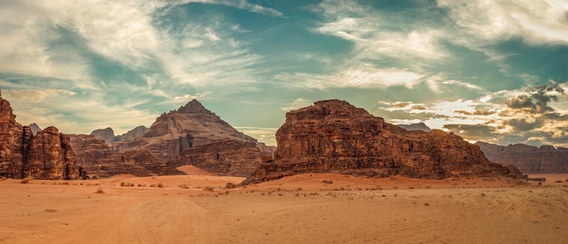 Scenic Wadi Rum mountains lanscape