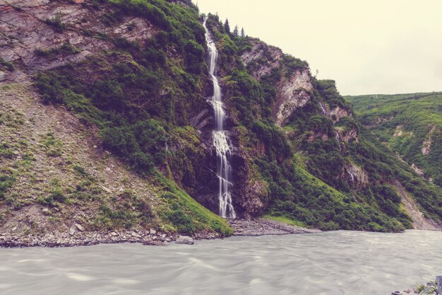 Scenic Waterfall in Alaska, USA