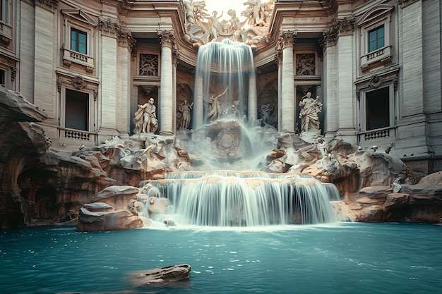 Photo scenic waterfall at trevi fountain