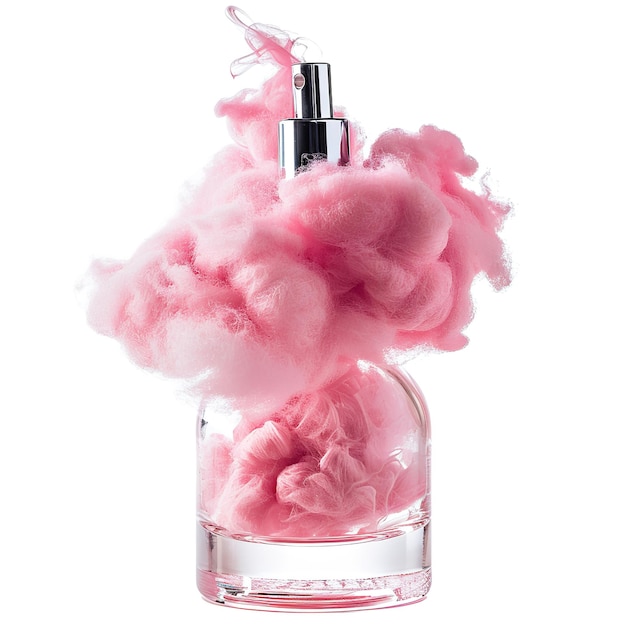 Photo scented cotton candy perfume isolated on white background