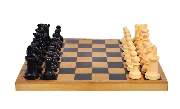 Foto schaakbord met schaken