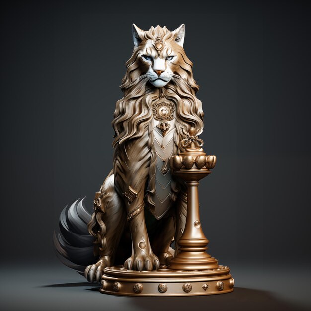 Schaakstuk als Maine Coon Cat isometrisch Mobiel schaakspel personage