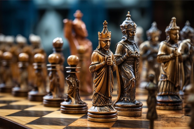 schaakstukken op het schaakbord