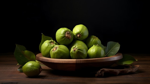 schaal guava op een houten tafel Generatieve AI