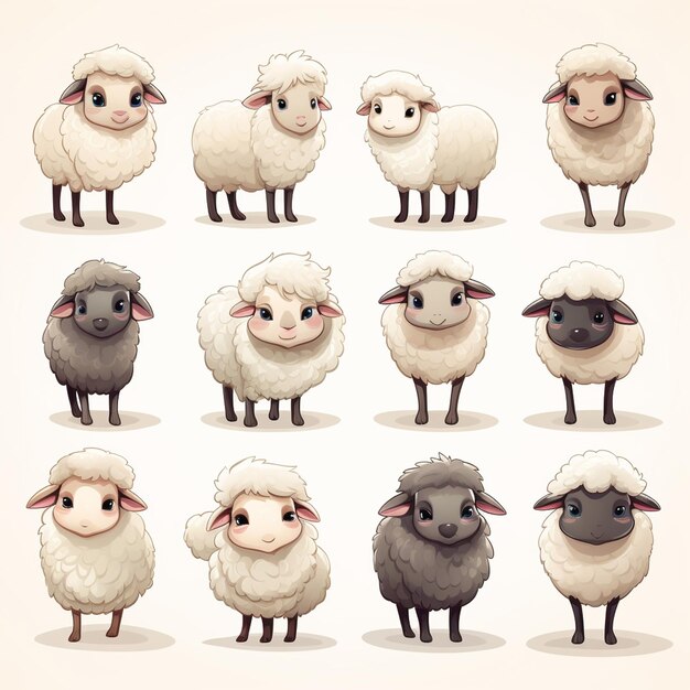 Schaap set Cartoon illustratie van schaap vector set voor webontwerp