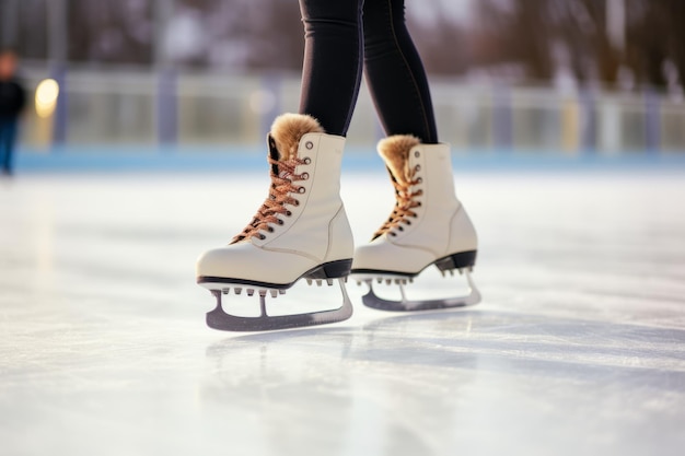 Schaatser op de ijsbaan in close-up