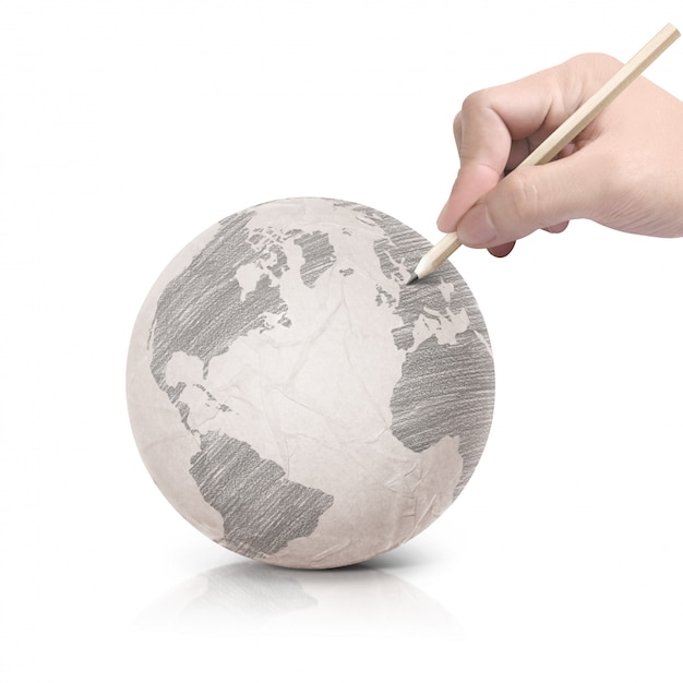 Schaduw tekening op papier Earth globe