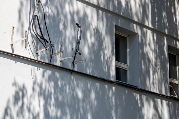 Schaduw van boom op grijze muur van gebouw