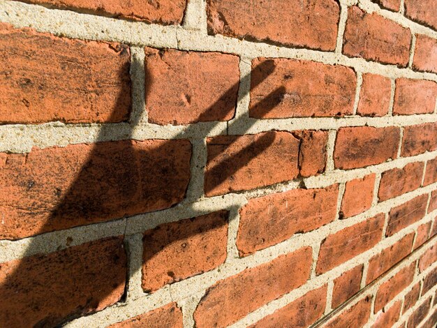 Foto schaduw van hand op bakstenen muur