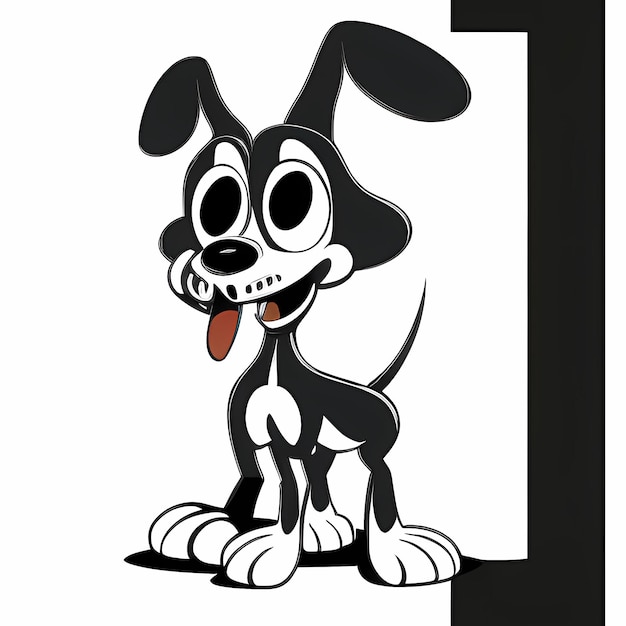 Foto schaduwen en snarls spooky fun met een zwart-witte cartoon horror dog