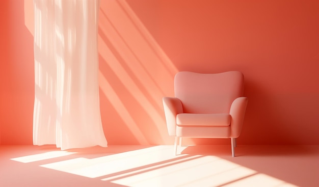schaduwen op een roze stoel