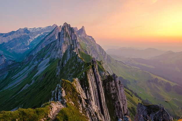 Schaeffler mountain ridge swiss alpstein appenzell switzerland a ridge of the majestic schaeffler peak