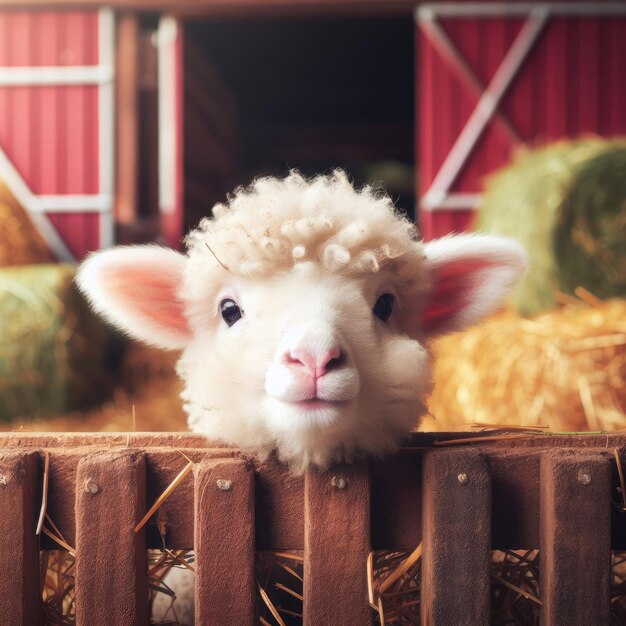 schapen op de achtergrond van landbouwdieren