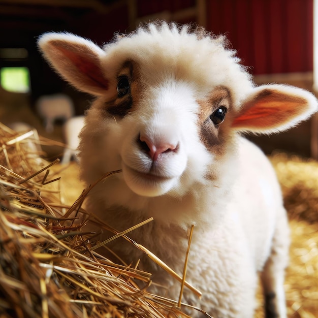 schapen op de achtergrond van landbouwdieren