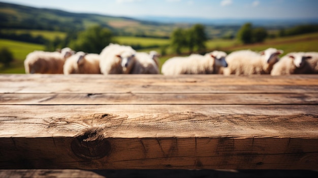 schapen op een houten hek