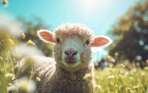 Schapen stoeien onder de zon