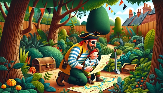 Schatjacht Een vader-zoon piraten avontuur thuis