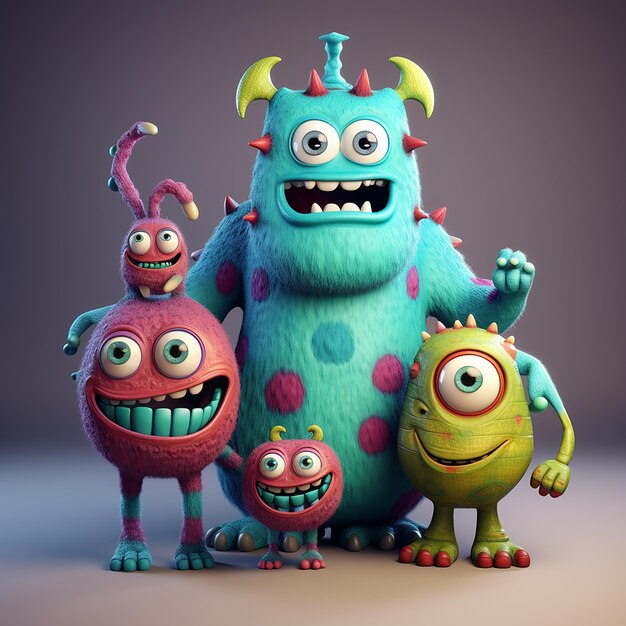 Schattig 3D Kid Monster Speels en geliefd personage