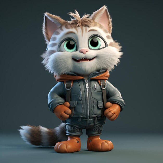 Schattig 3D schattig kattenkarakter