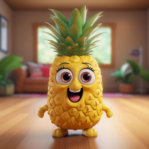 Schattig ananas happy stripfiguur