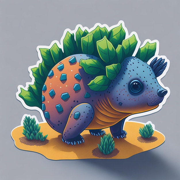 schattig ankylosaurus karakter thema gesneden sticker ontwerp AI gegenereerd