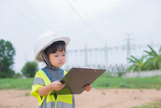 Schattig Aziatisch meisje draagt ingenieursdoekThailand mensen