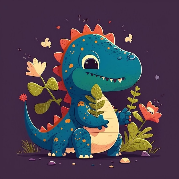 Schattig dino karakter plat ontwerp ultra hd