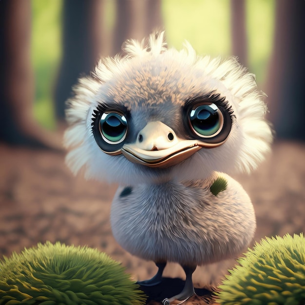 Foto schattig emu 3d-personage