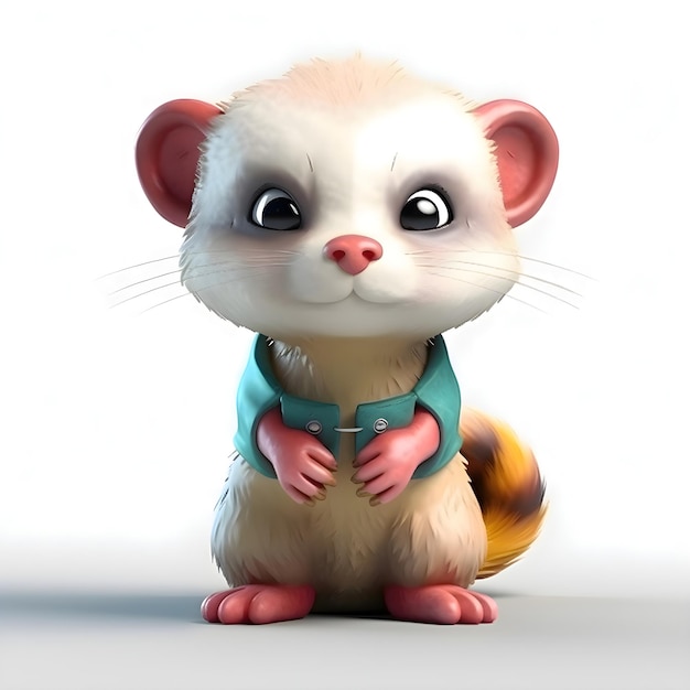 Schattig fretje cartoon personage 3D Rendered Illustratie