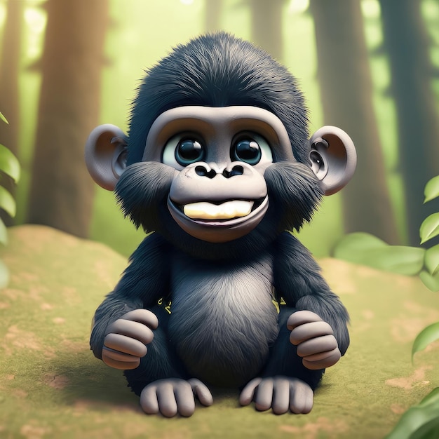 Schattig Gorilla 3D-personage