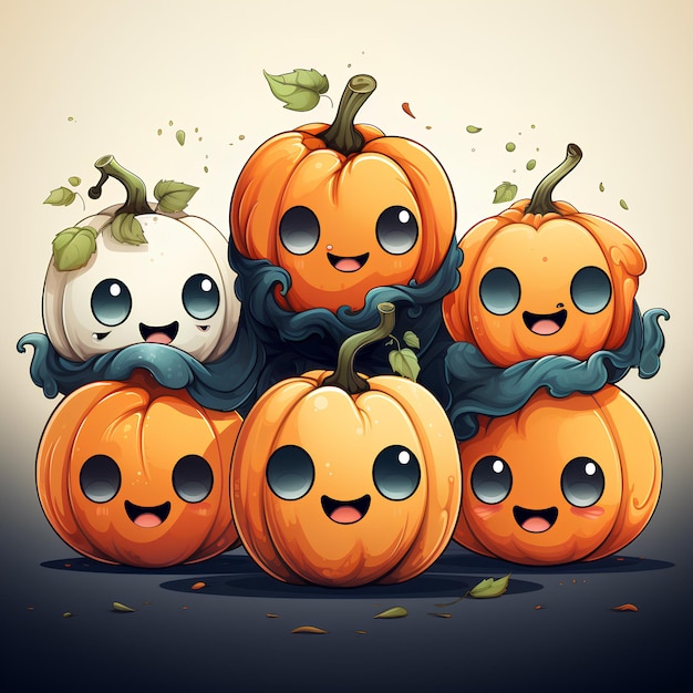 schattig halloween viering emoji emoticon pompoen illustratie afbeelding