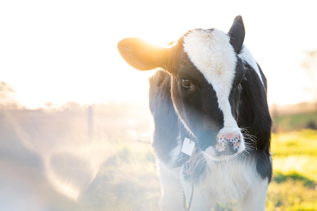 schattig kalfsportret met zonnevlam