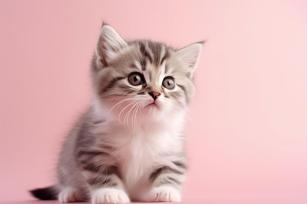 schattig katje op roze pastel achtergrond