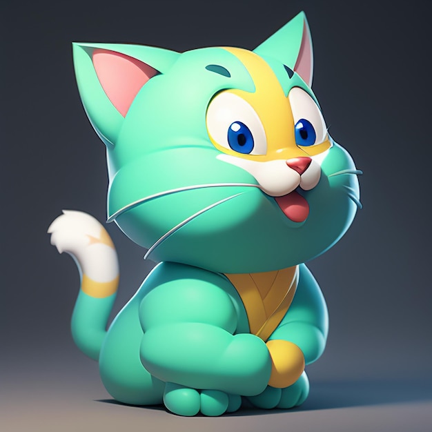 Schattig kattenhoofd portret cartoon animatie 3D illustratie behang schattige katten afbeelding