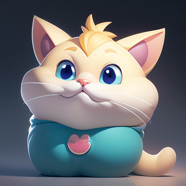 Schattig kattenhoofd portret cartoon animatie 3D illustratie behang schattige katten afbeelding