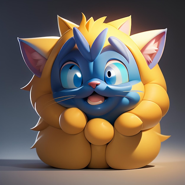 Schattig kattenhoofd portret cartoon animatie 3D illustratie behang schattige katten afbeelding