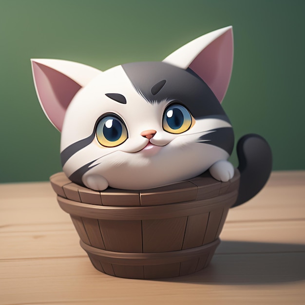 Schattig kattenhoofd portret cartoon animatie 3D illustratie behang schattige katten afbeelding