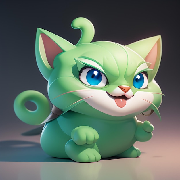 Schattig kattenhoofd portret cartoon animatie 3D illustratie behang schattige katten afbeelding