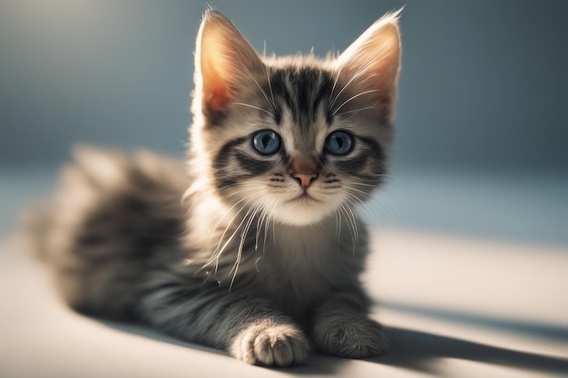 schattig kitten op een grijze achtergrond schattig kitten op een grijze achtergrond schattig kat met blauwe ogen