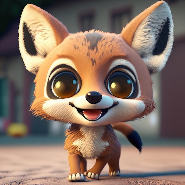 Schattig klein Jackal 3D-personage