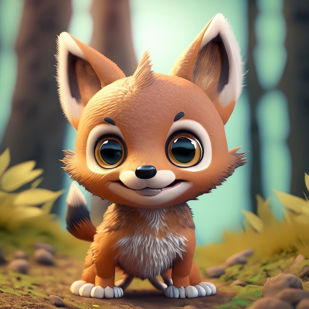 Schattig klein Jackal 3D-personage